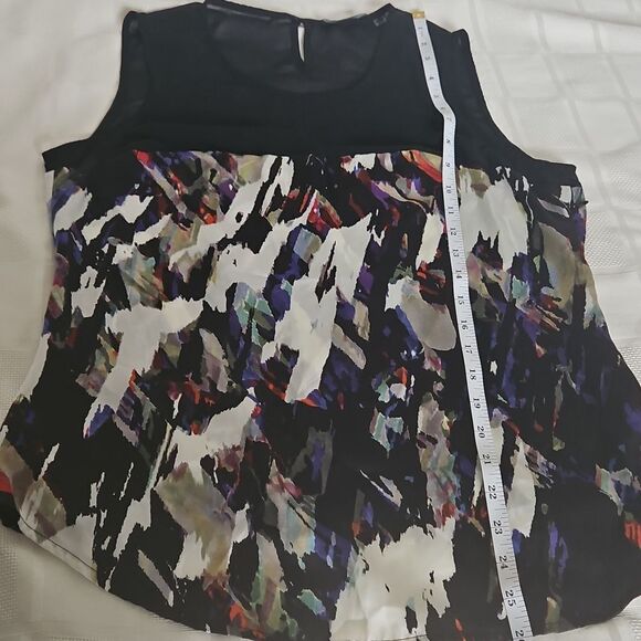 Mexx Sheer Sleeveless Color Splash Top Black Size 12 - Picture 9 of 16